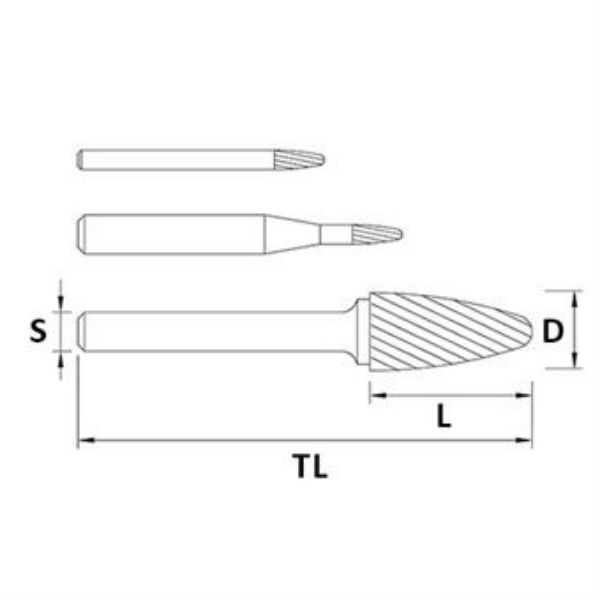 Billede af IBEX HM-fræsestift RBF projektilform (Dia.) 12x25mm